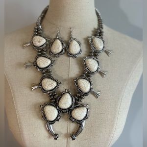 FAUX Squash Blossom and Earring Set